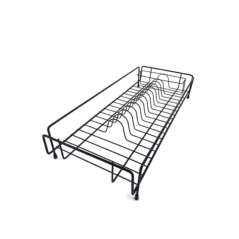 Zhaosheng Hardware - Escurridor de platos de cocina Rejilla de secado de platos negra con soporte para cubiertos