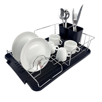 Zhaosheng Hardware - Rejilla para secar platos de plástico de cocina personalizada, rejilla para platos de acero con soporte para utensilios y bandeja