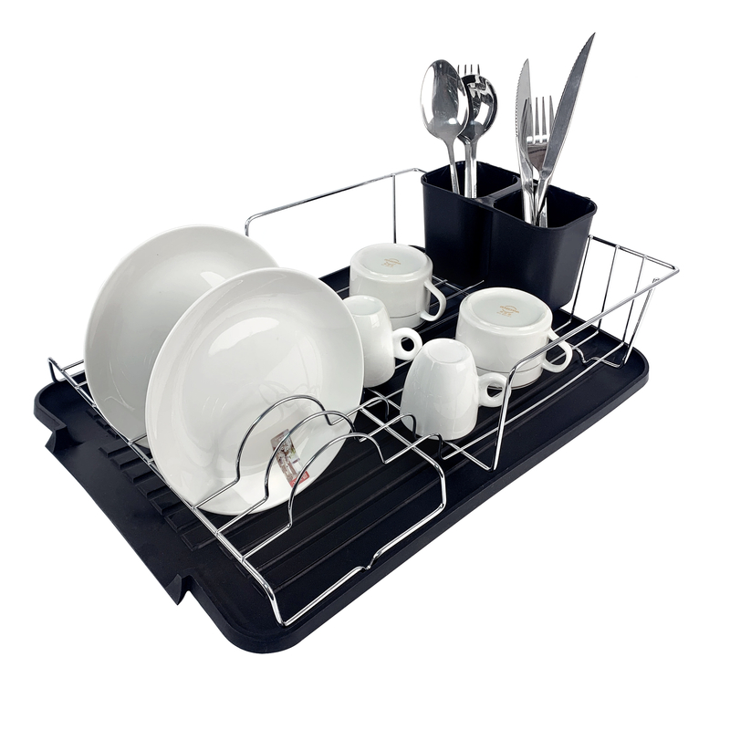 Zhaosheng Hardware - Rejilla para secar platos de plástico de cocina personalizada, rejilla para platos de acero con soporte para utensilios y bandeja