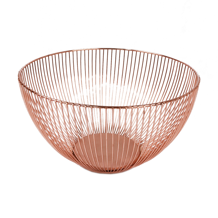Cesta decorativa para el hogar, alambre chapado en cobre, cesta de frutas, hardware Zhaosheng