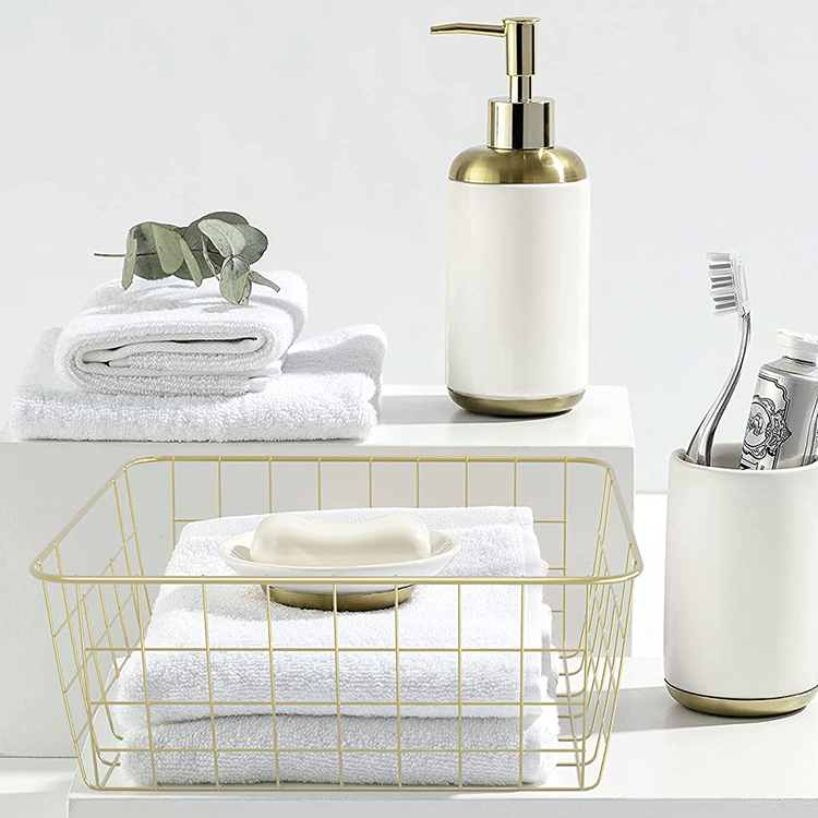 Zhaosheng Hardware - Cesta de almacenamiento para decoración del hogar, cesta de alambre dorado, organizador de cocina, cesta de metal para almacenamiento de gabinete