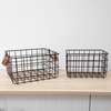 Zhaosheng Hardware - Cesta de alambre de metal para cocina, baño, organizador, cestas decorativas para almacenamiento con mango de cuero