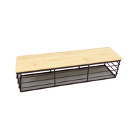 Zhaosheng Hardware - Accesorios modernos de madera para el hogar, tapa de bambú, cesta negra, organizador, cesta de alambre de almacenamiento