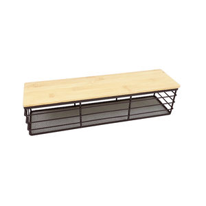 Zhaosheng Hardware - Accesorios modernos de madera para el hogar, tapa de bambú, cesta negra, organizador, cesta de alambre de almacenamiento