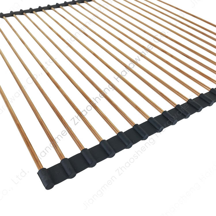 Escurridor de platos enrollable sobre el fregadero, estante plegable de acero inoxidable para fregadero