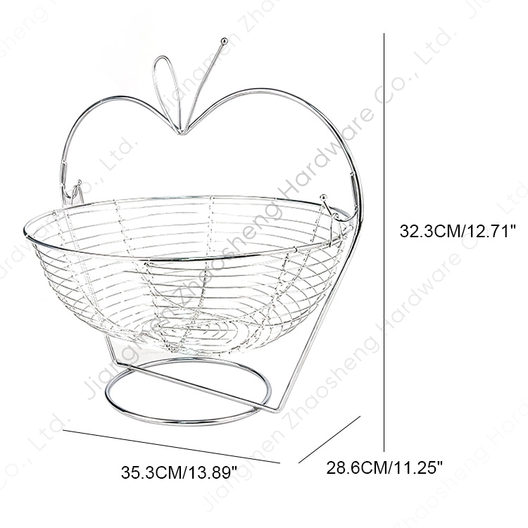 Zhaosheng Hardware - Decoración Metal Plata Frutero Almacenamiento Hierro Alambre Cocina Fruta Cesta con Soporte