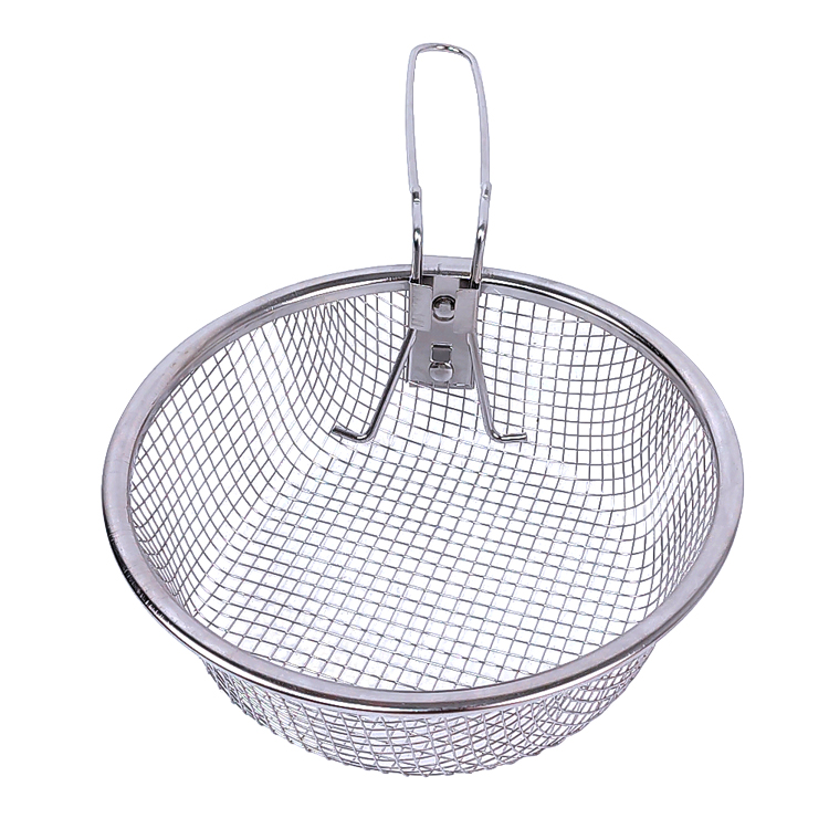 Zhaosheng Hardware - Cesta para freír patatas fritas redondas de acero inoxidable con mango plegable