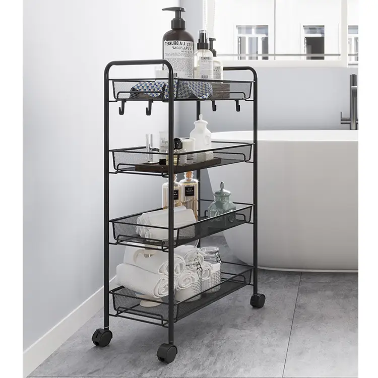 Zhaosheng Hardware - Organizador multiusos de malla para carrito de cocina, estante de almacenamiento de alimentos de 3 niveles