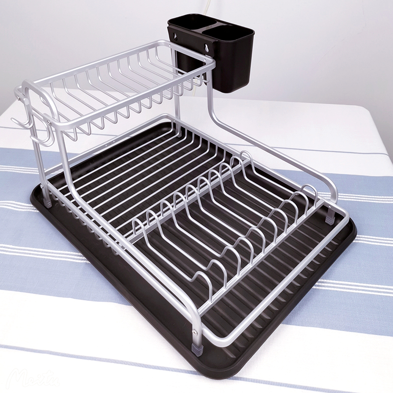 Zhaosheng Hardware - Escurridor de platos de aluminio a prueba de óxido de 2 niveles