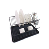 Zhaosheng Hardware - Rejilla para secar platos de 2 niveles, soporte para platos, escurridor de platos plegable de alambre de metal