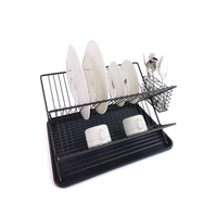 Zhaosheng Hardware - Rejilla para secar platos de 2 niveles, soporte para platos, escurridor de platos plegable de alambre de metal
