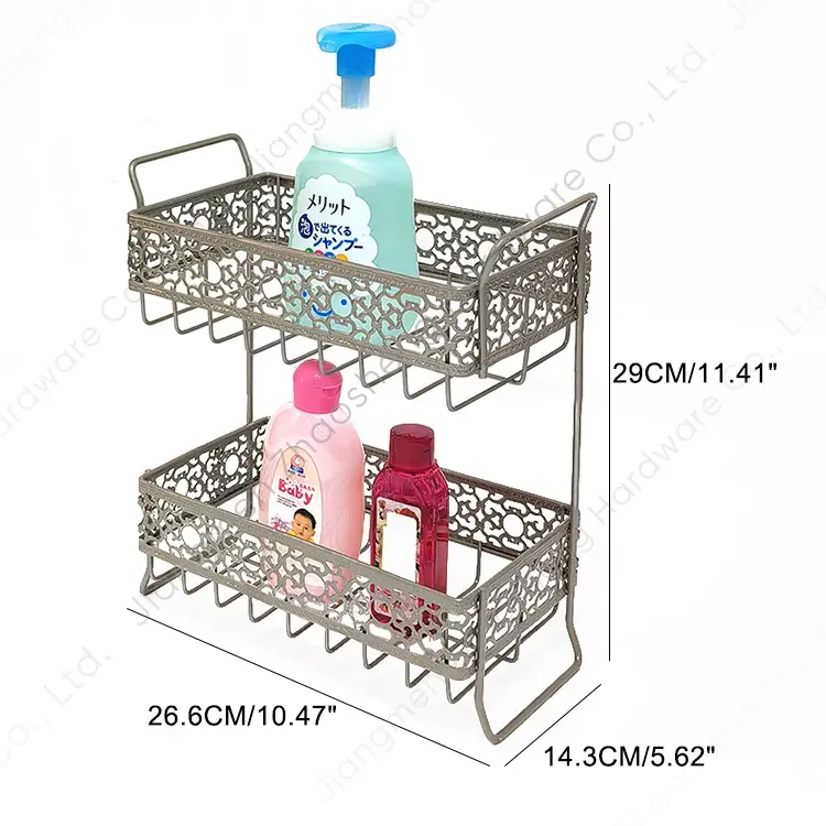 Best Zhaosheng Hardware - Estante de almacenamiento de 2 niveles, organizador de accesorios de ducha para encimera de baño