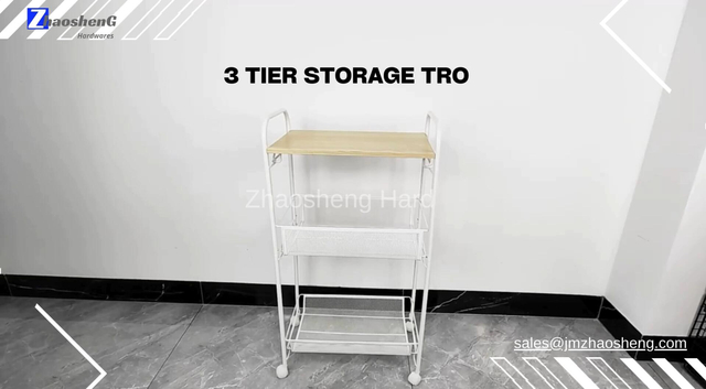 Zhaosheng Hardware - Carro de almacenamiento con ruedas para organización de baño y cocina, de metal, de malla de 3 niveles, con ruedas