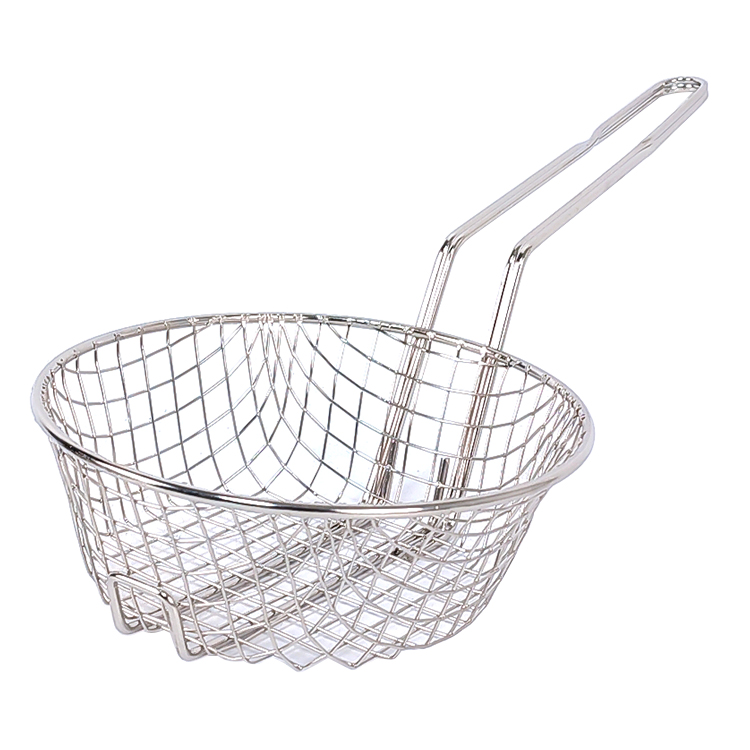 Zhaosheng Hardware - Cesta culinaria de malla gruesa niquelada de 8 'Cesta redonda para freír de alambre