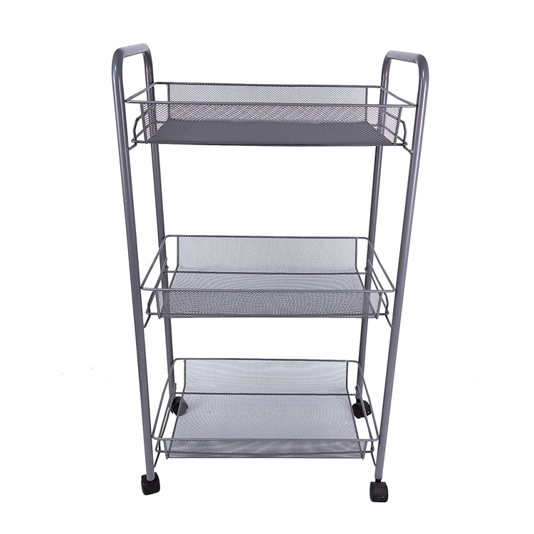 Zhaosheng Hardware - Carro rodante de metal de 3 niveles con ruedas, carro de almacenamiento, carro de malla para lavandería