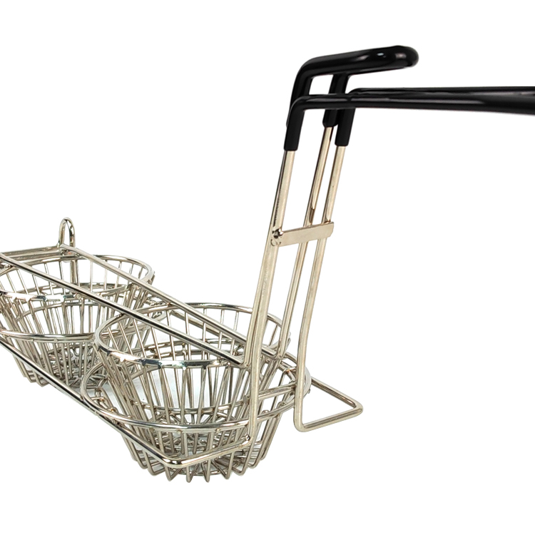 Zhaosheng Hardware - Cesta para freidora de tacos, suministro de restaurante, cesta para freír con taza de taco niquelada con mango de vinilo negro