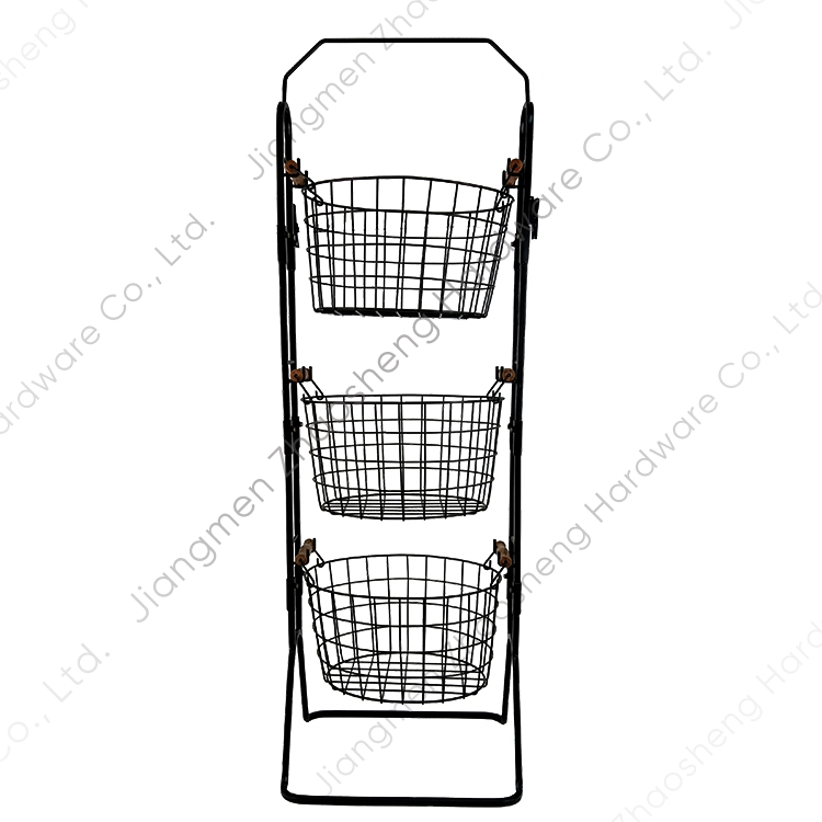 Zhaosheng Hardware - Cesta de alambre de 3 niveles para frutas y verduras, estante de almacenamiento de cocina de múltiples capas de metal