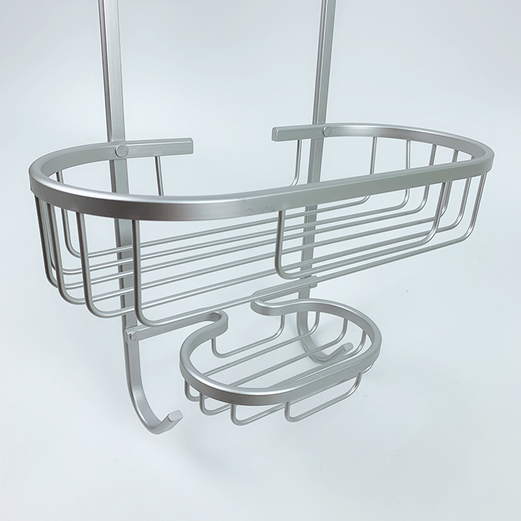 Zhaosheng - Organizador de ducha de aluminio inoxidable, estante de almacenamiento para baño colgante, estante de ducha con 2 ganchos