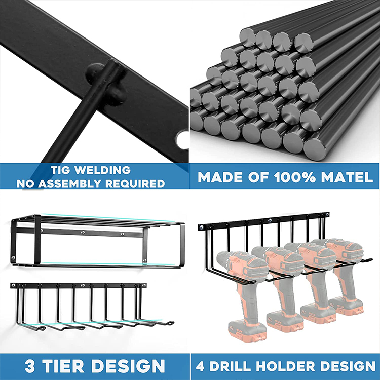 Zhaosheng Hardware - Organizador colgante para taladros eléctricos, organizador de almacenamiento de metal, organizador de herramientas eléctricas para montaje en pared en garaje