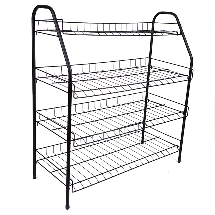 Zhaosheng Hardware - Estante organizador de zapatos de metal negro, estante para zapatos de 4 niveles para entradas