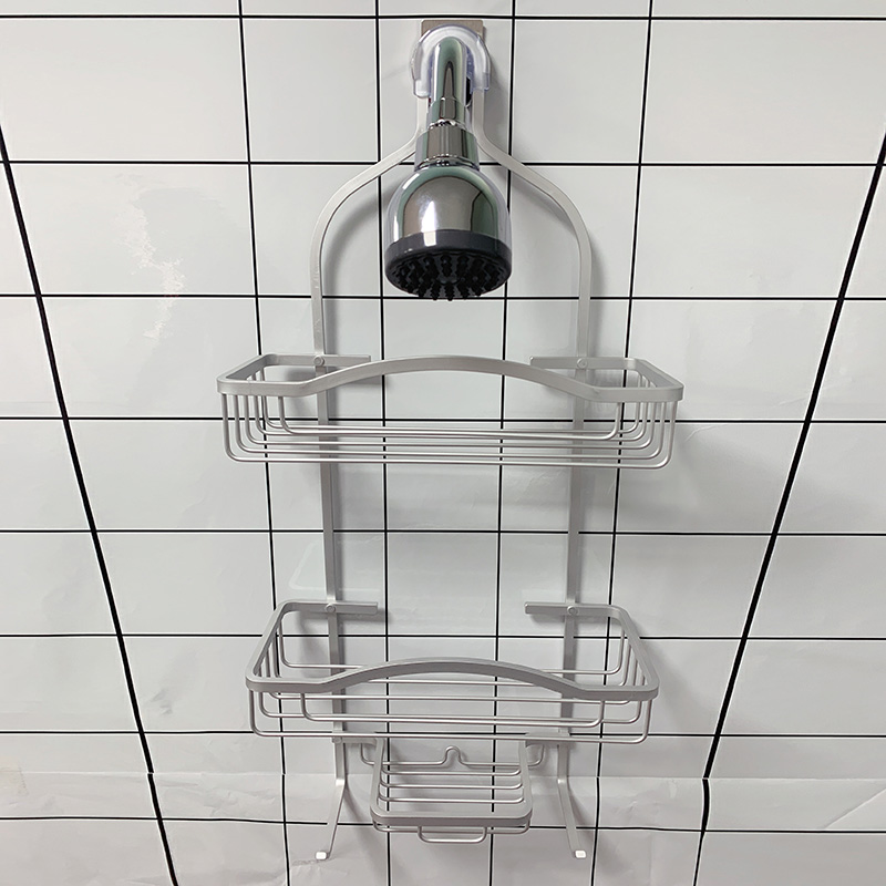 Zhaosheng - Almacenamiento de esquina de aluminio de 3 capas, toalla de mano, estante de baño, carrito de ducha colgante para techo oxidado