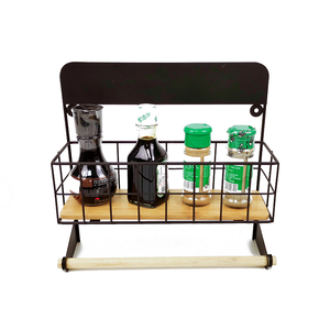 Zhaosheng - Estante de baño para cocina, estante de almacenamiento montado en la pared, cesta organizadora con barra de toalla de madera