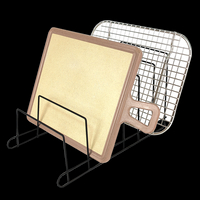 Zhaosheng Hardware - Soporte para tapa de olla, organizador de tapa de metal, estante de almacenamiento de cocina para platos, utensilios para hornear, soporte para tabla de cortar