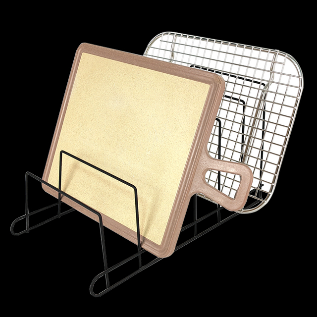 Zhaosheng Hardware - Soporte para tapa de olla, organizador de tapa de metal, estante de almacenamiento de cocina para platos, utensilios para hornear, soporte para tabla de cortar