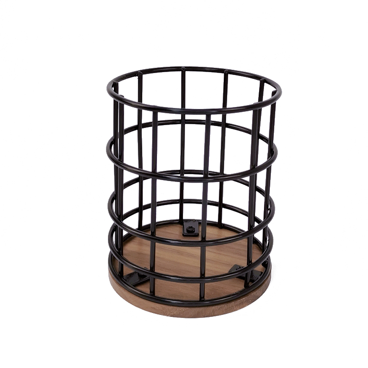 Zhaosheng Hardware-Soporte para lápices de alambre de metal, contenedor de escritorio para oficina, organizador de escritorio, portalápices de metal de bambú de madera