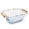 Zhaosheng Hardware - Almacenamiento de mesa de cesta de alambre pequeño decorativo con mango de madera