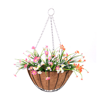 Zhaosheng Hardware - Cestas colgantes de flores de 14 pulgadas, colgador de macetas, decoración de jardín, maceteros colgantes de alambre con revestimiento de coco