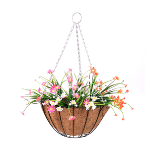 Zhaosheng Hardware - Cestas colgantes de flores de 14 pulgadas, colgador de macetas, decoración de jardín, maceteros colgantes de alambre con revestimiento de coco