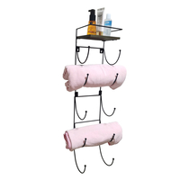 Zhaosheng - Toallero de baño de Acero Toallero de baño montado en la Pared de Metal con Estante Superior de Madera