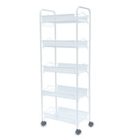 Zhaosheng Hardware - Carro utilitario de acero de 5 niveles, estante para dormitorio, baño, carrito de almacenamiento con ruedas