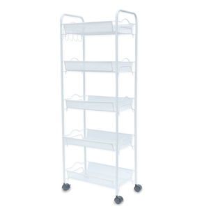 Zhaosheng Hardware - Carro utilitario de acero de 5 niveles, estante para dormitorio, baño, carrito de almacenamiento con ruedas