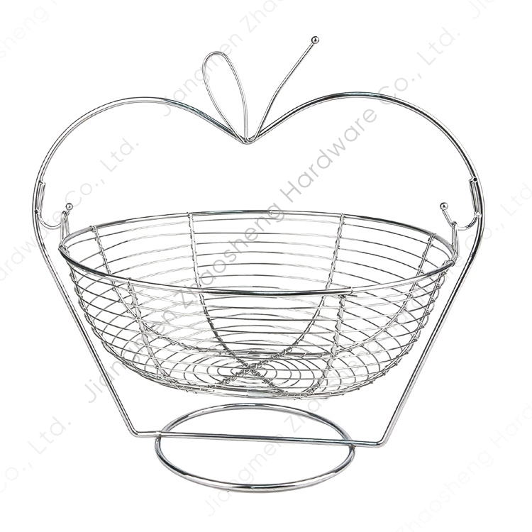 Zhaosheng Hardware - Decoración Metal Plata Frutero Almacenamiento Hierro Alambre Cocina Fruta Cesta con Soporte