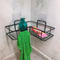 Zhaosheng - estante de baño estantes de almacenamiento de esquina adhesivos negros estantes de baño de esquina montados en la pared