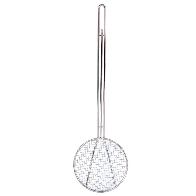 Zhaosheng Hardware - Espumadera para freír redonda de 6 pulgadas, mango largo, cucharón para freidora de acero inoxidable, espumadera para freír francesa