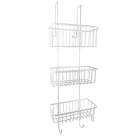 Zhaosheng - Organizador de baño Cesta de Metal Carrito de Ducha Colgante Blanco sobre la Puerta Estante de Ducha