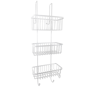 Zhaosheng - Organizador de baño Cesta de Metal Carrito de Ducha Colgante Blanco sobre la Puerta Estante de Ducha
