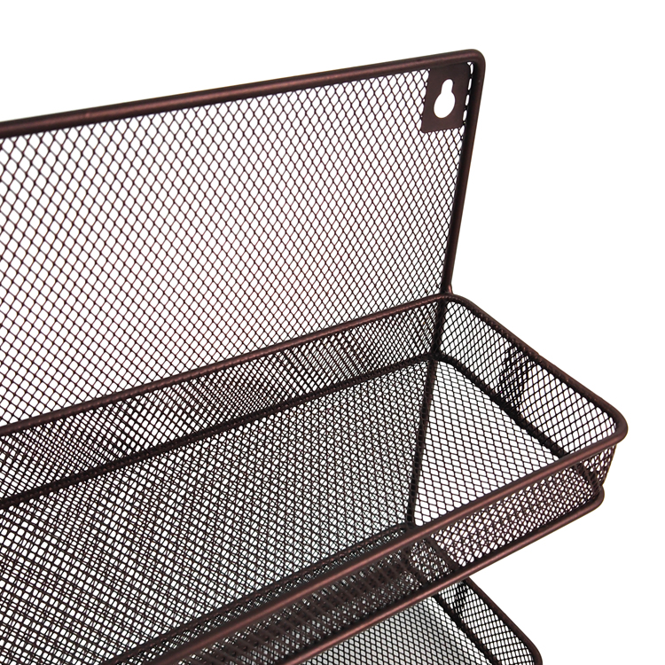Zhaosheng Hardware - Estante de almacenamiento para tarros de condimentos, alambre de hierro, estante de especias de malla de 2 niveles para encimera o montaje en pared