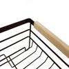 Zhaosheng Hardware - Escurridor de platos de acero con mango de madera, negro