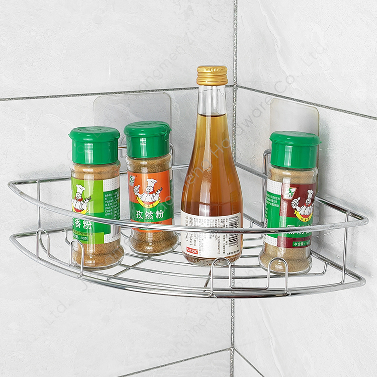 Zhaosheng - Organizador de baño, estante de almacenamiento, sin perforación, estante de ducha, adhesivo, montaje en pared, estante de pared de esquina