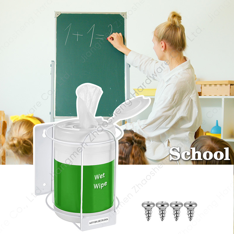 Zhaosheng Hardware - Soporte para recipiente de toallita de alambre, soporte de montaje en pared, dispensador de recipiente, estante organizador