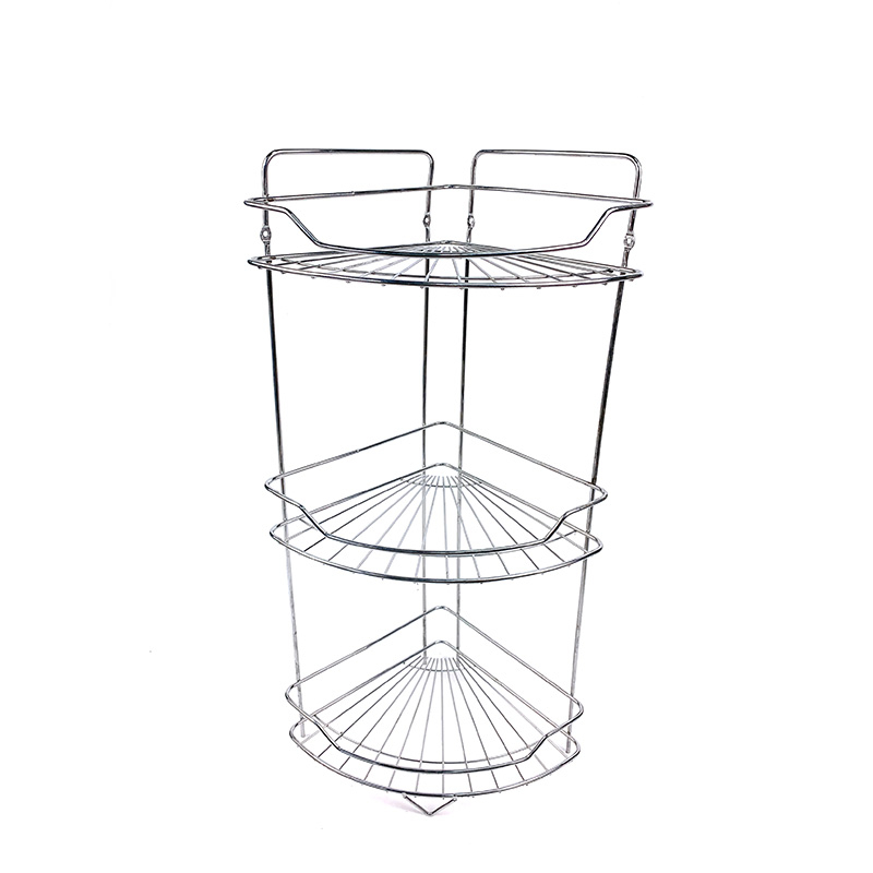 Zhaosheng - Estante esquinero de baño de 3 niveles, estante de almacenamiento de metal, carrito de ducha independiente cromado