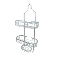 Zhaosheng - Organizador de ducha de aluminio inoxidable, estante de almacenamiento para baño colgante, estante de ducha con 2 ganchos