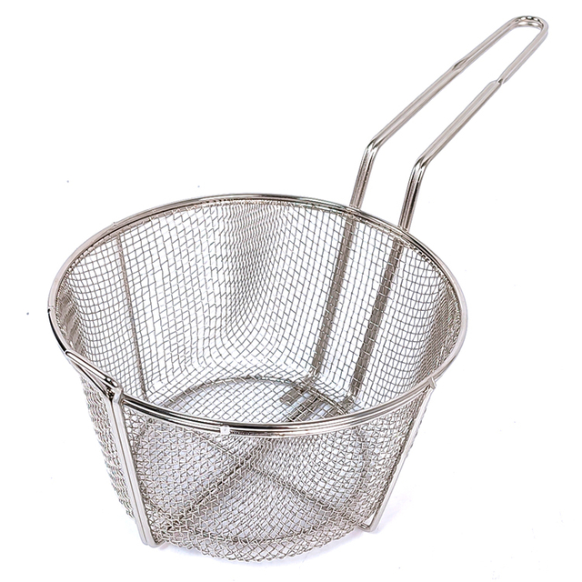 Zhaosheng Hardware - Cesta para freír de alambre de 8-1/2 pulgadas, cesta para freír redonda niquelada de 4 mallas