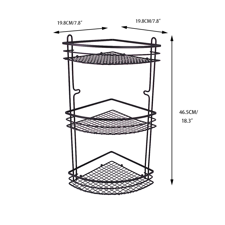 Zhaosheng - Estante de baño Organizador Estante de Almacenamiento Esquina Negra Caddy de Ducha Montaje en Pared Estante de Esquina de baño de Cocina
