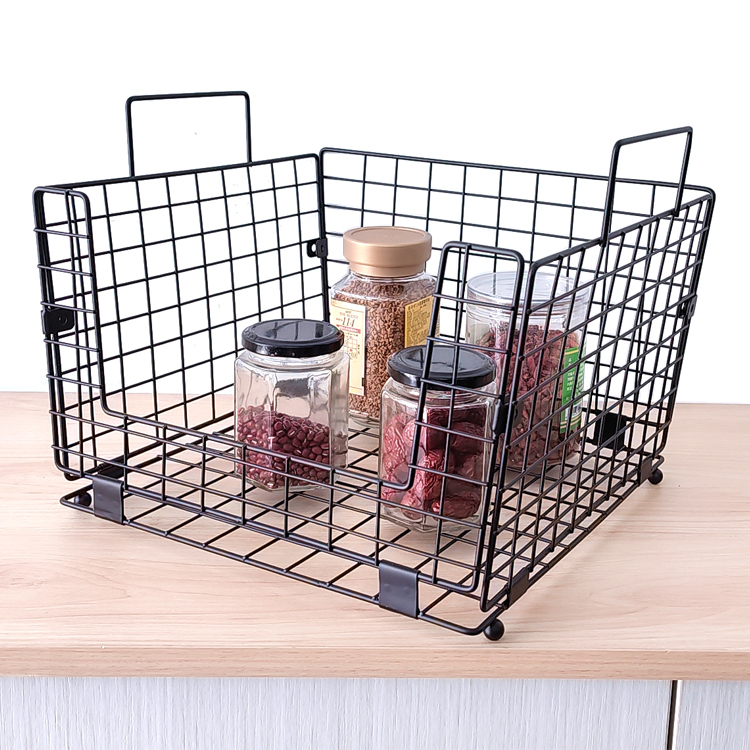 Zhaosheng Hardware - Cesta de almacenamiento plegable de metal, organizador de despensa para el baño del hogar