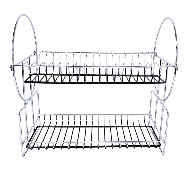 Zhaosheng Hardware - Escurridor de platos de acero inoxidable de 2 niveles con soporte para utensilios de drenaje